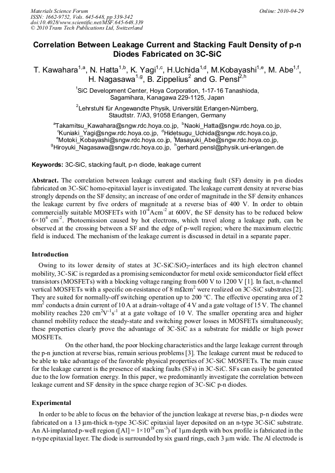 Correlation Between Leakage Current And Stacking Fault