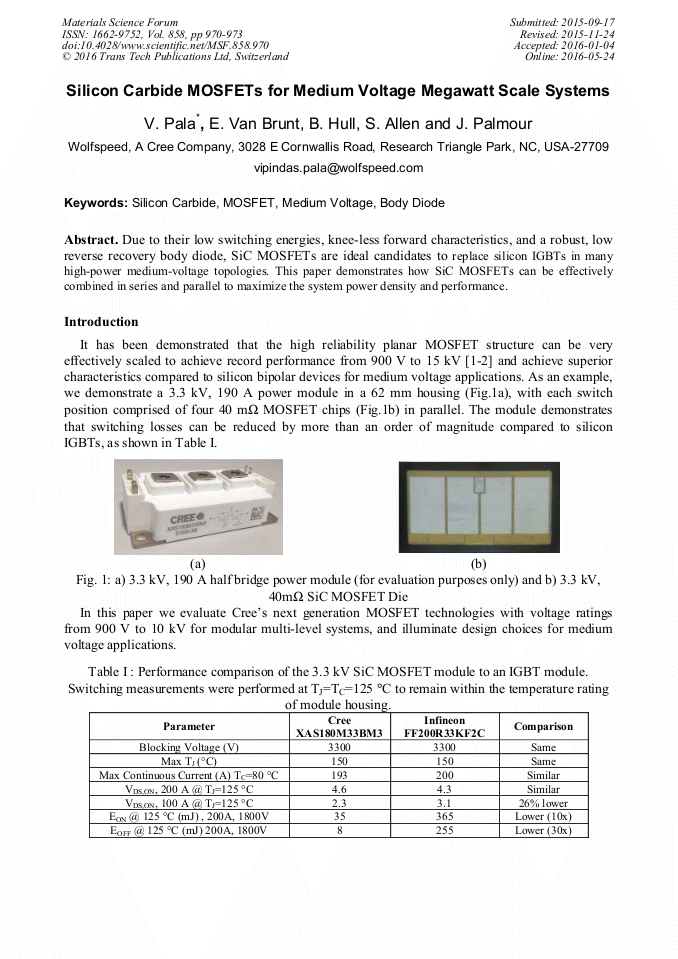 Silicon Carbide Mosfets For Medium Voltage Megawatt Scale