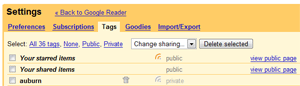 Google Reader Settings