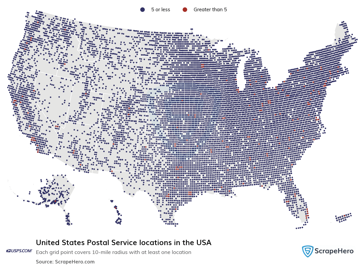 Number Of United States Postal Service Locations In The USA In 2026 United States Postal Service USA 100dpi 