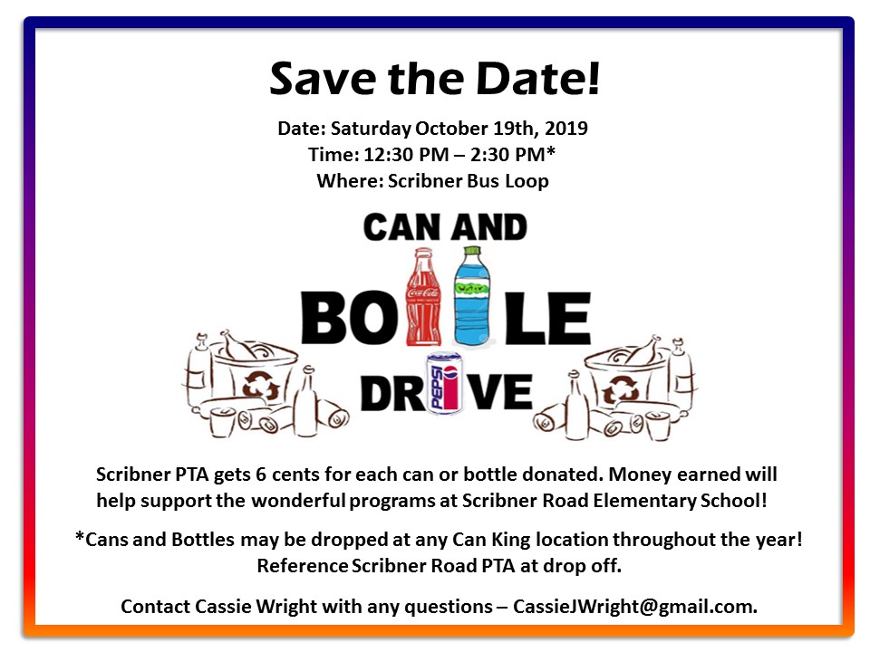 Can and Bottle Drive Scribner Road PTA