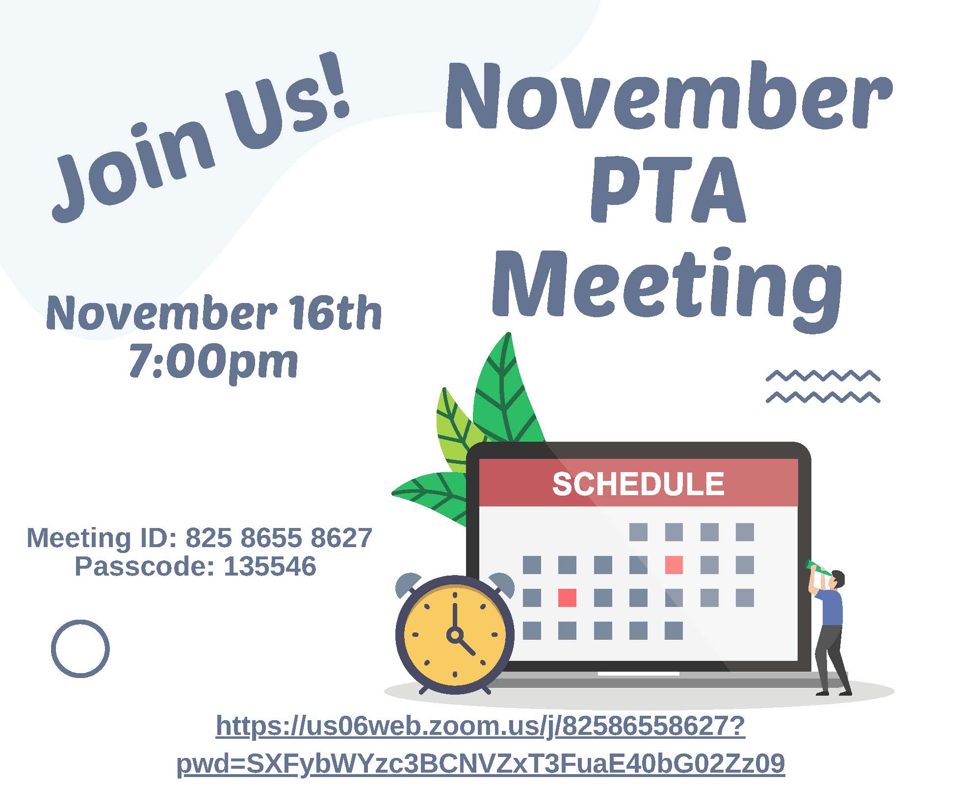 PTA Meeting tonight! Scribner Road PTA