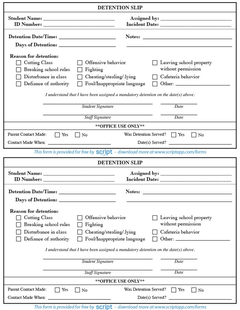 Detention Slip Template - Modern Ocean Image - Full HD