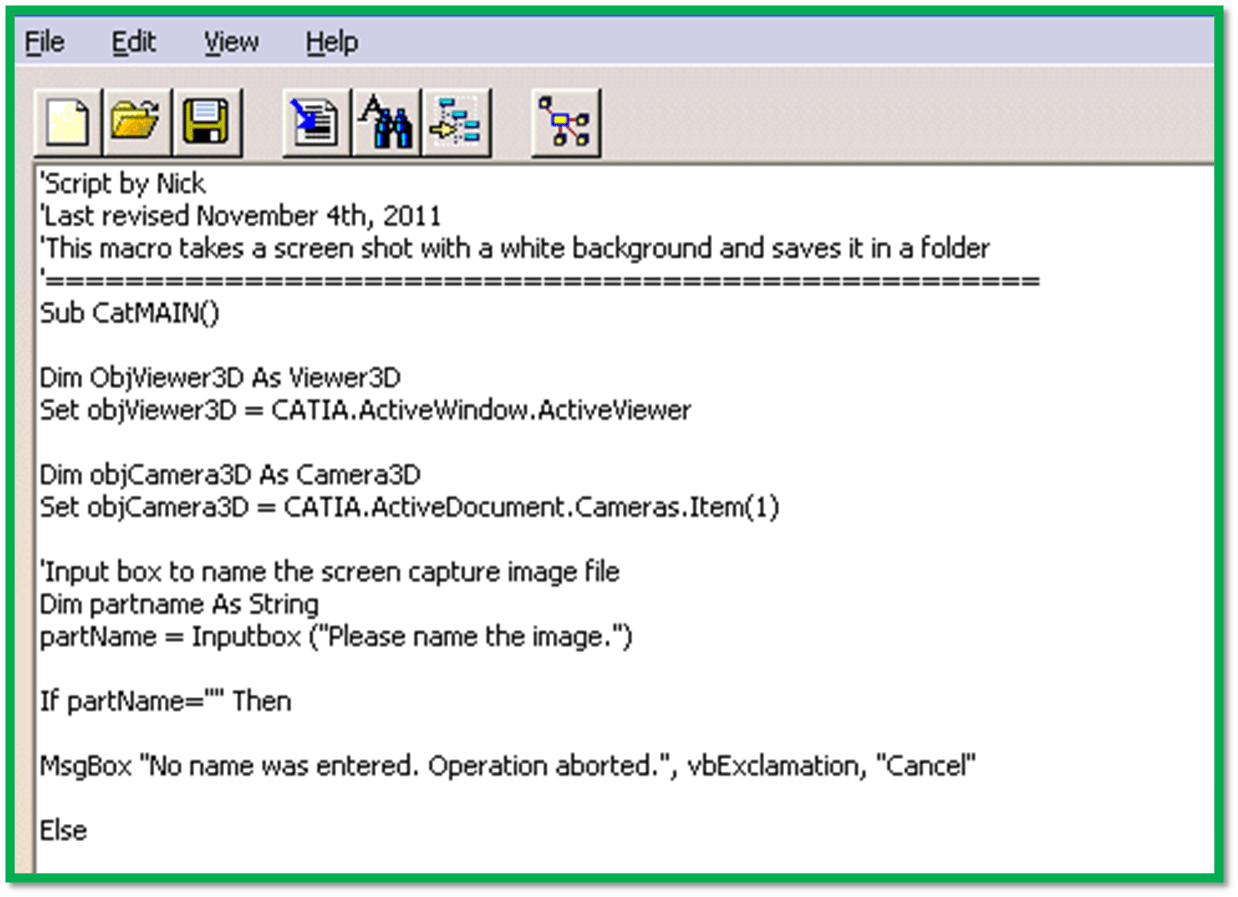 CATIA Screen Shot Macro