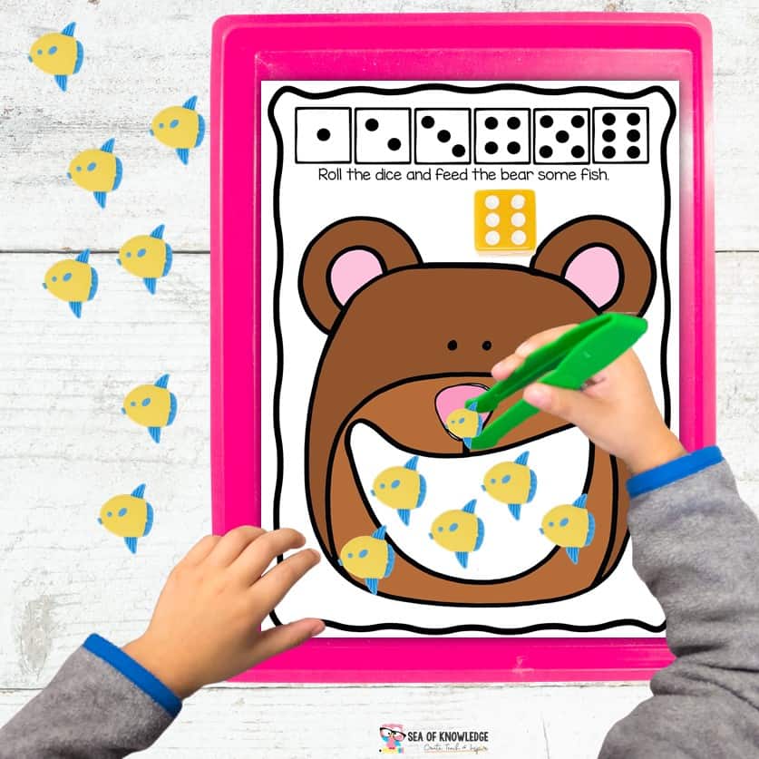 3 best printable math dice games feed the bear