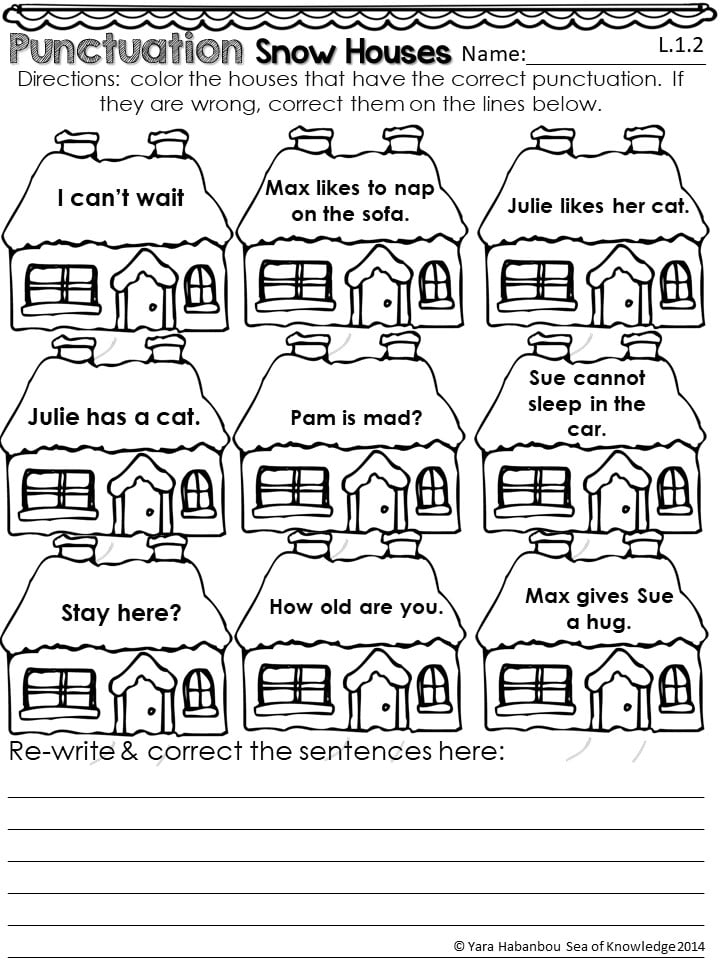 10 free grammar cut and paste worksheets pdf files for first grade