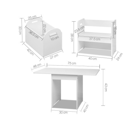 Alternative view of Kids Table and Chair Set With Storage - White