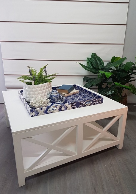 Alternative view of Catalina Crossed White Coffee Table