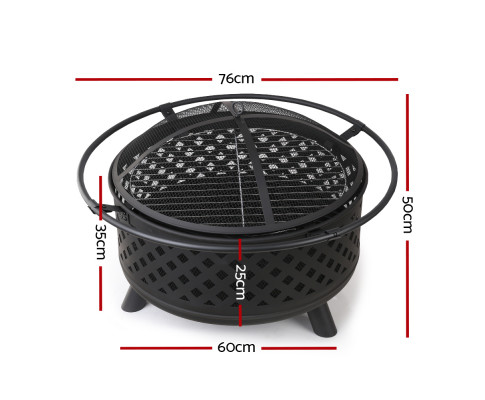 Alternative view of Grillz 30 Inch Portable Outdoor Fire Pit and BBQ - Black