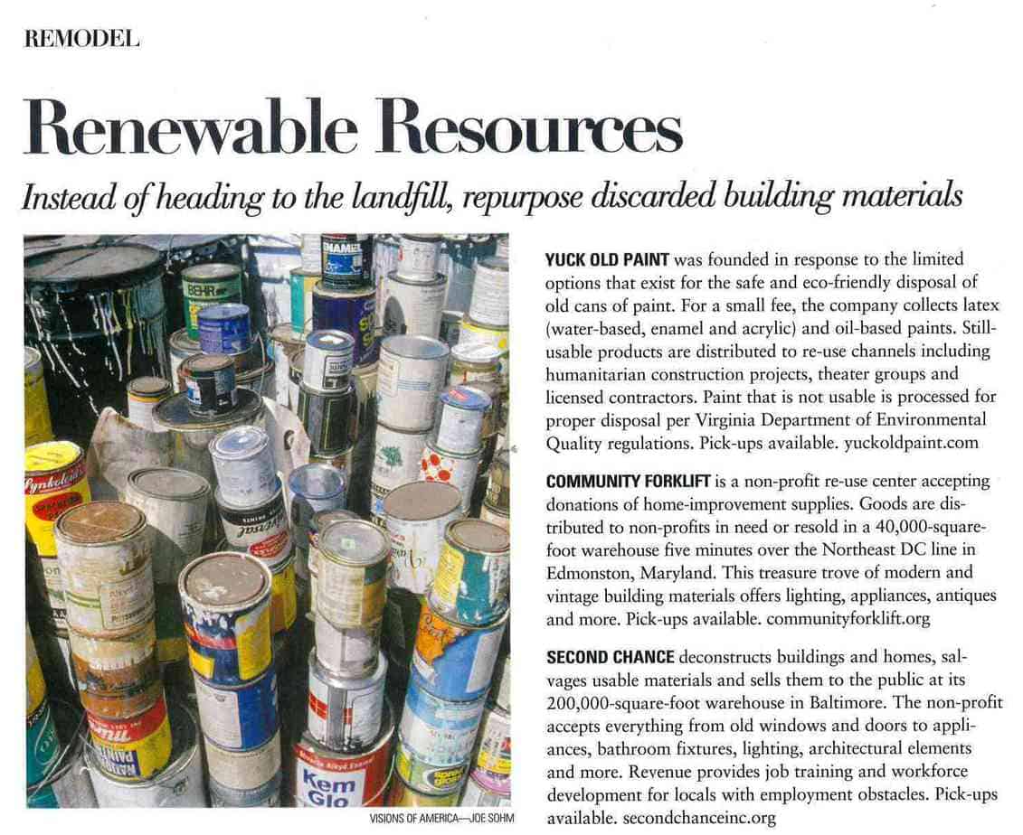 Renewable Resources: Instead of Heading to the Landfill, Repurpose 