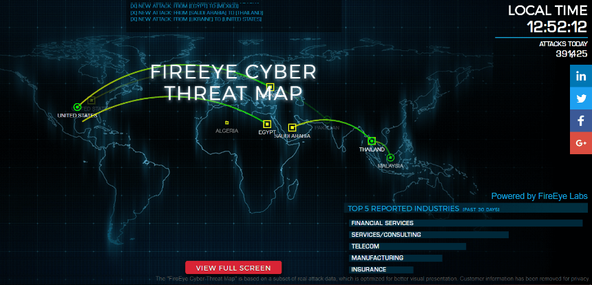 7 Live Cyber Attack Maps Live Cyber Attack Map FireEye 