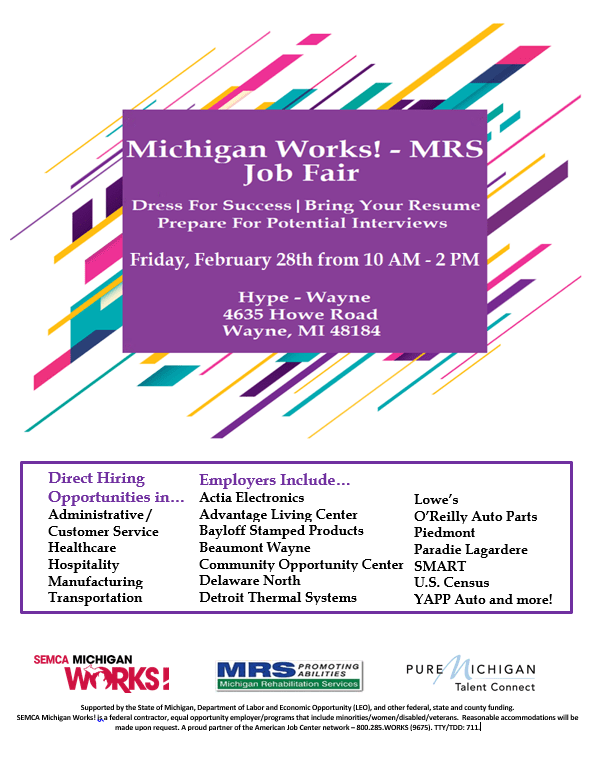 Michigan Works And Mrs Job Fair Semca