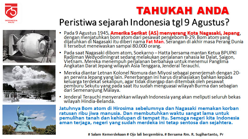 Memori Melawan Lupa: 9 Agustus 1945, Amerika Jatuhkan Bom di Nagasaki |  SESAWI.NET