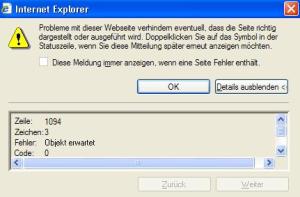 JavaScript Fehler JavaScript Fehler