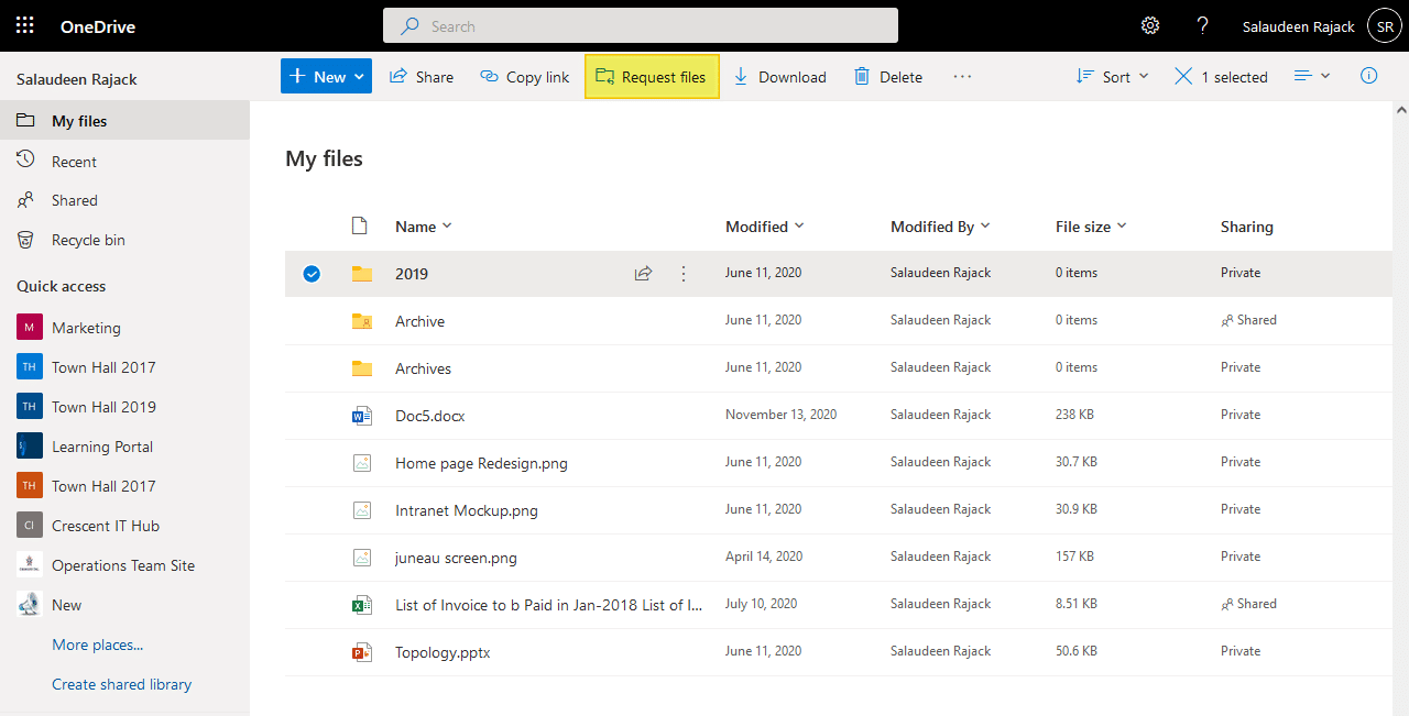 How to use the Request Files Feature in OneDrive for Business? -  SharePoint Diary