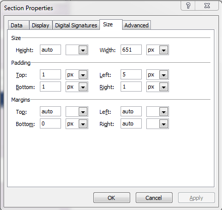 InfoPath Space Between Section Controls