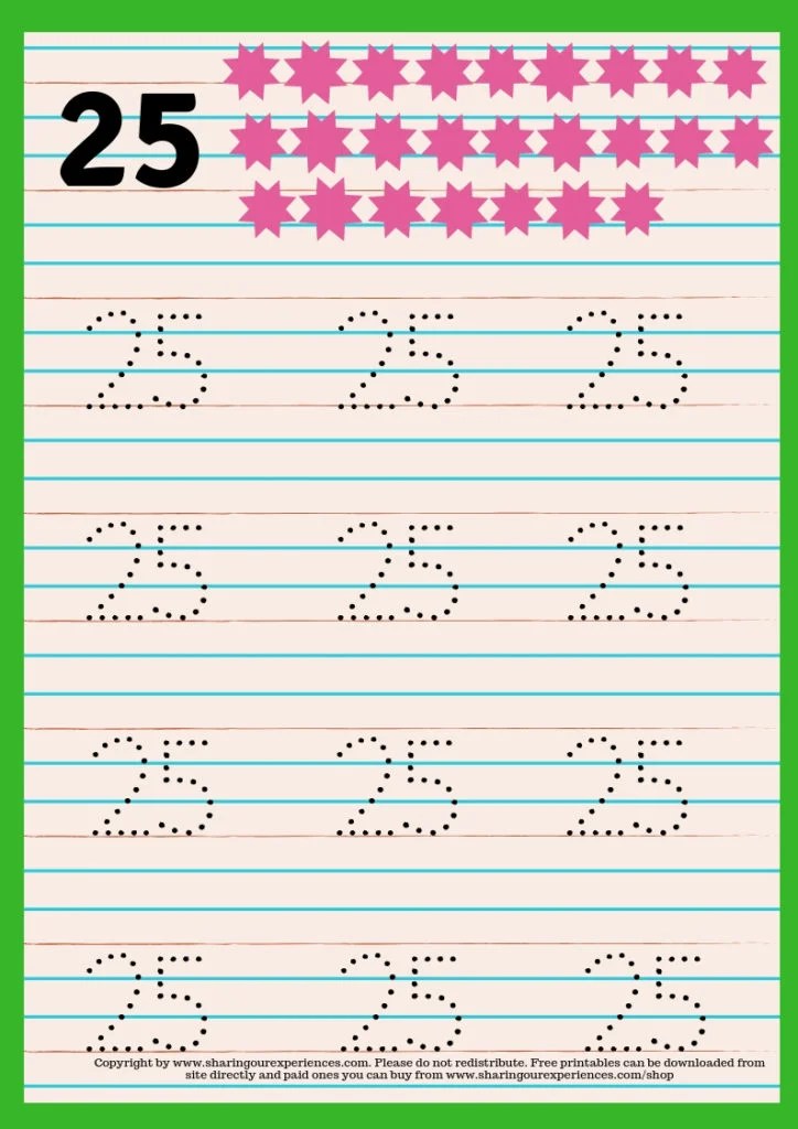 numbers writing practice worksheets for kids 35 yrs and above number