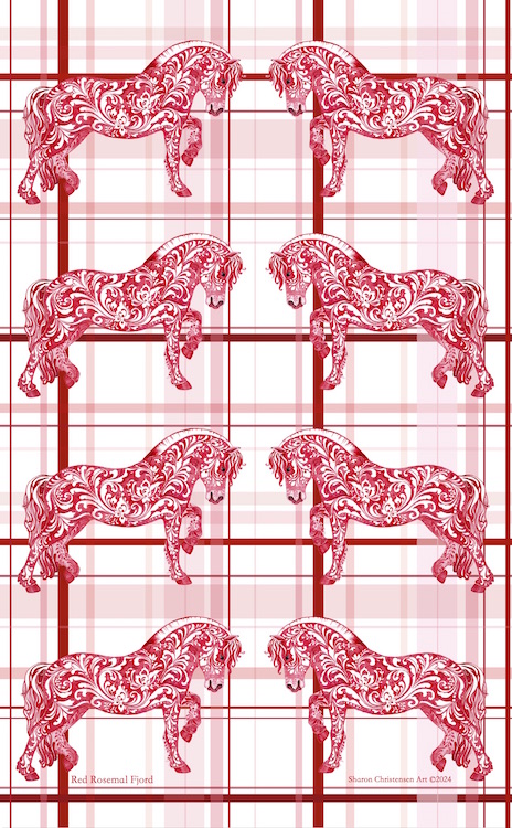 Red and White Fjord Tea Towel