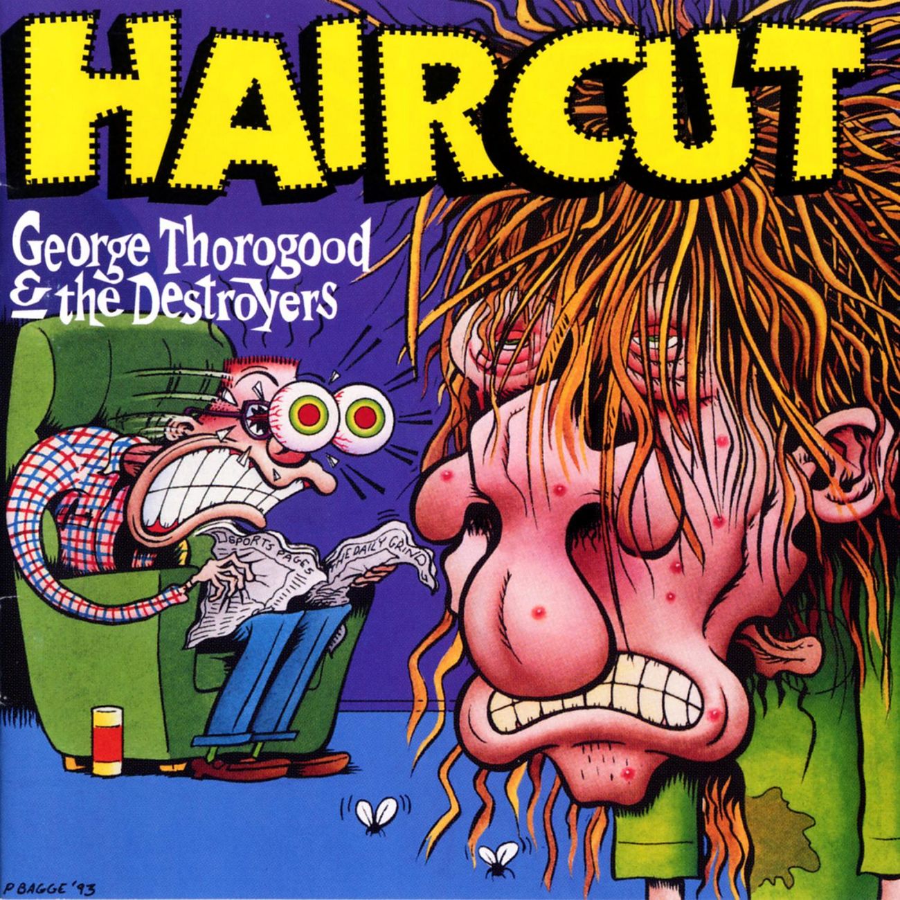 Peter Bagge's cover for George Thorogood's 1993 album Haircut.