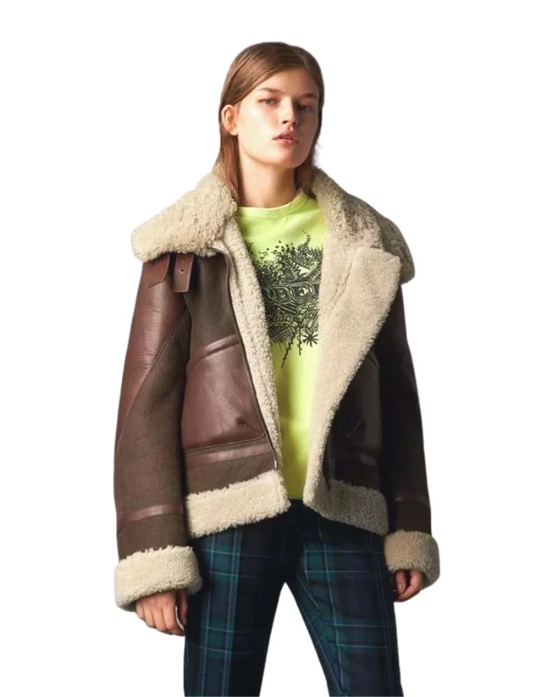 Taylor Swift Brown Oversized Shearling Leather Jacket