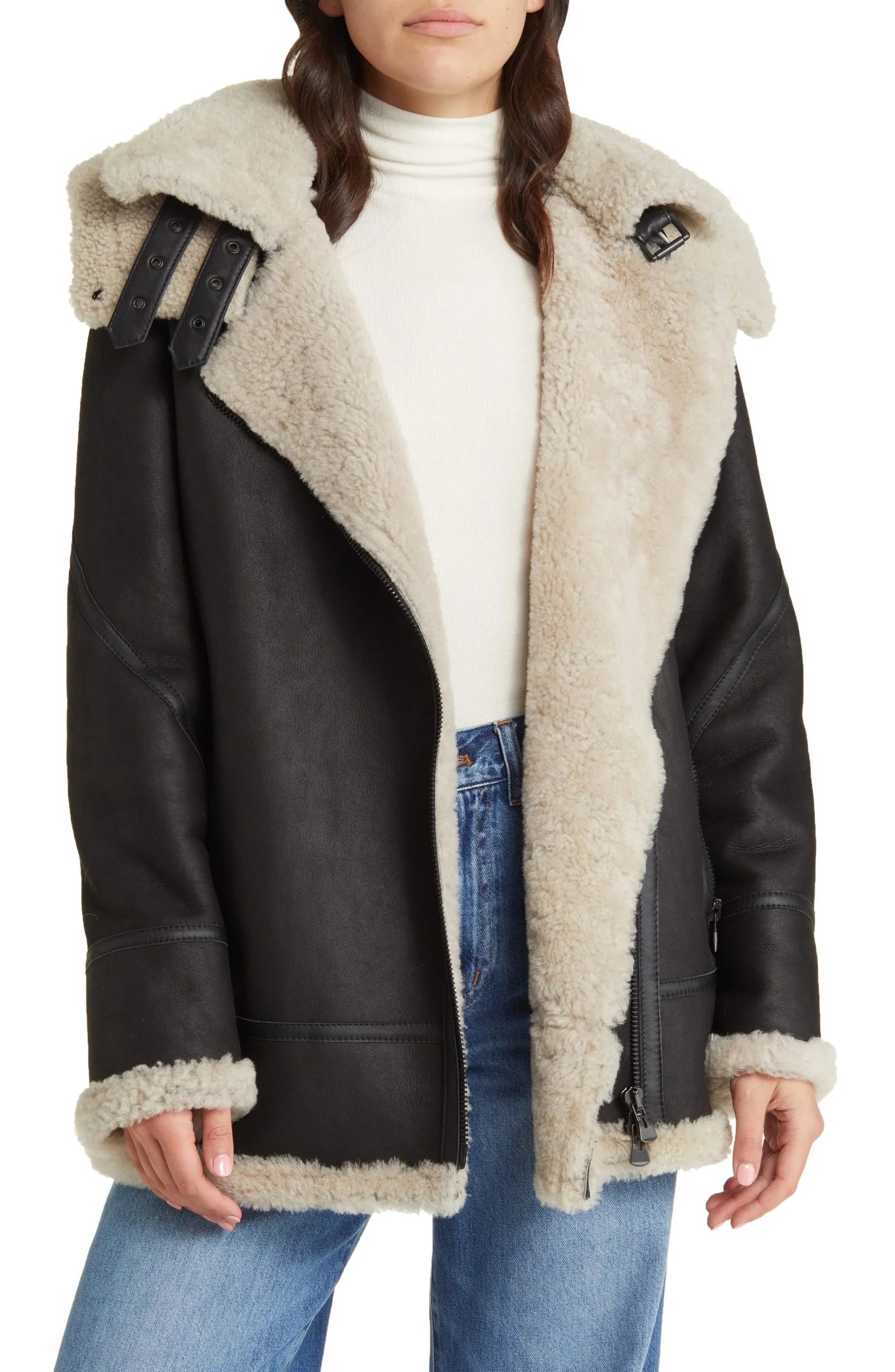 Aria Taylor Women’s Vintage Sheepskin Bomber Jacket with Hood