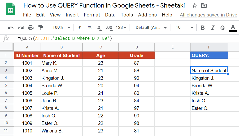 How to use query function in google sheets [step-by-step]