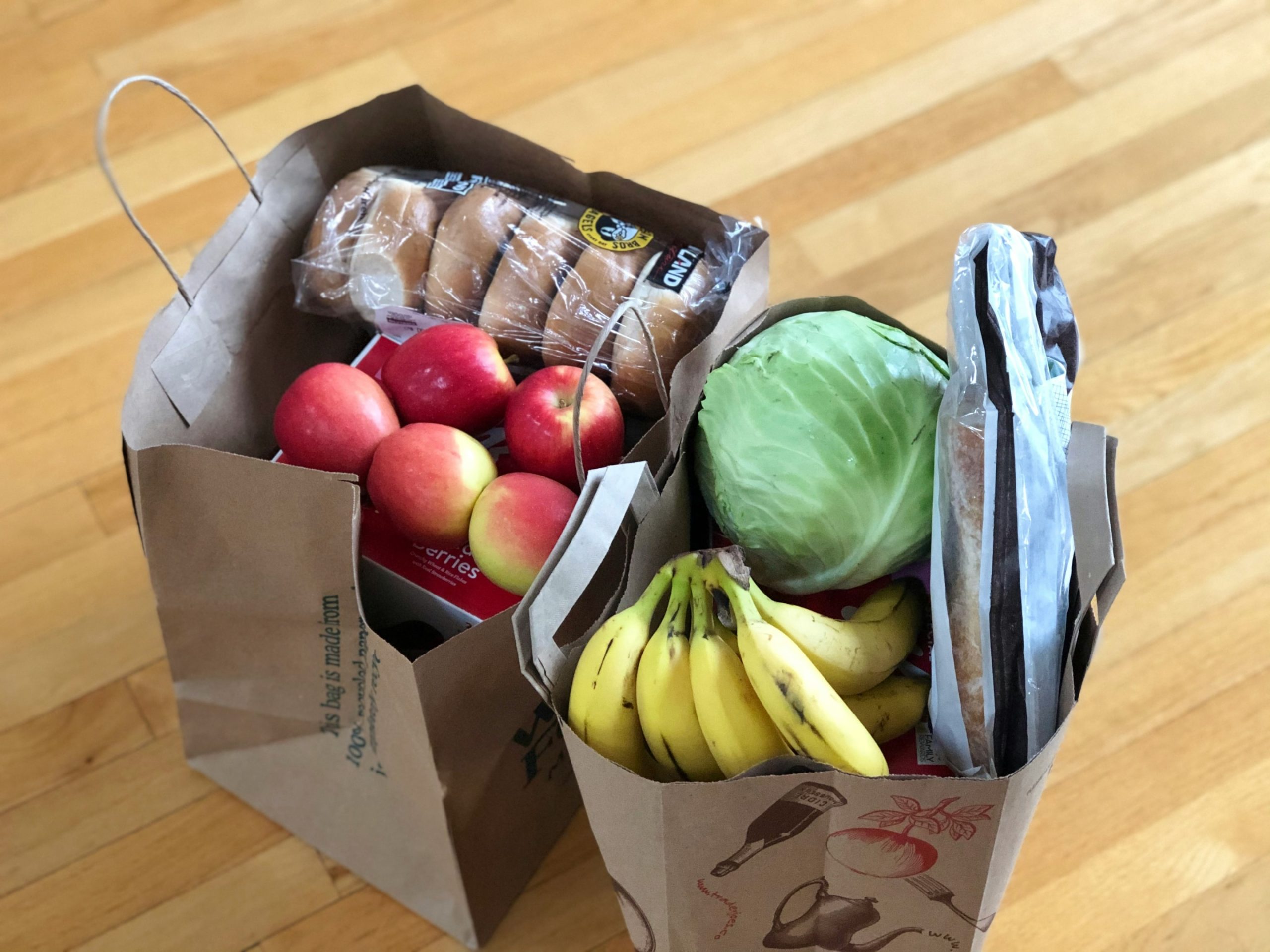 Groceries delivered in bags