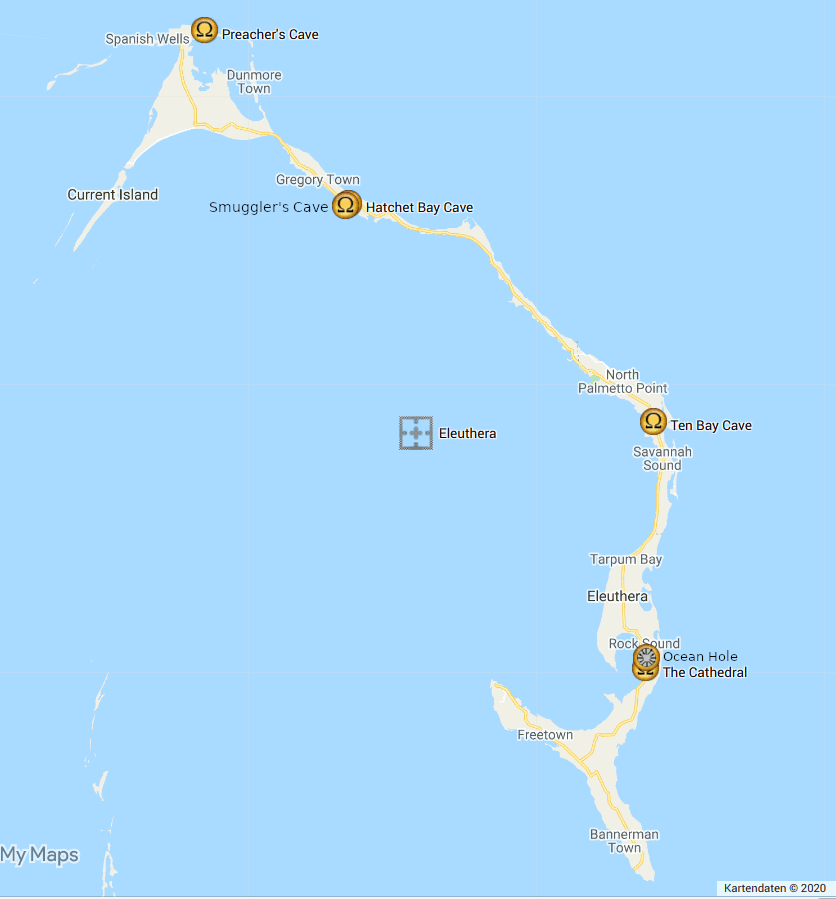Eleuthera Map The Bahamas Islands.