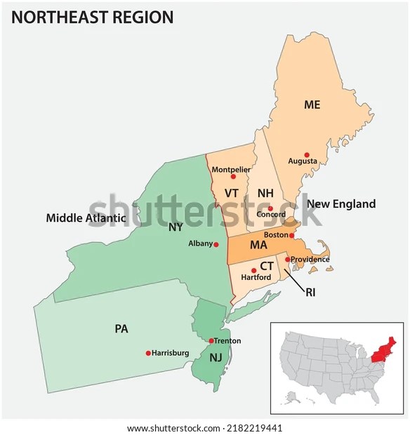 Map Of The North East Usa Vector Map Us Census 600w 2182219441 