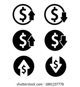Set Of Cost Symbol Dollar Increase And Decrease Vector Image - Download Stunning Geometric Picture | 4K