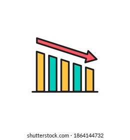 Decrease Chart Icon Vector Outline Design Stock Vector Royalty Free - Amazing Light Illustration - Desktop
