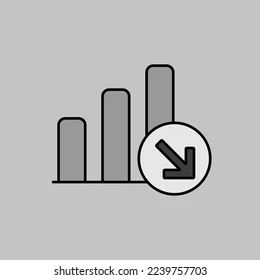 Decrease Outline Icon Office Sign Graph Stock Vector Royalty Free - Professional Gradient Texture - Mobile