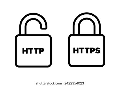Https http secure icon vector set stock vector (royalty free