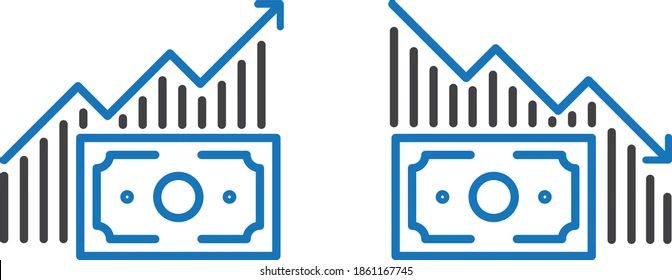 Set Diagrams Showing Increase Decrease Graph Stock Vector Royalty Free - Full HD Light Pictures for Desktop