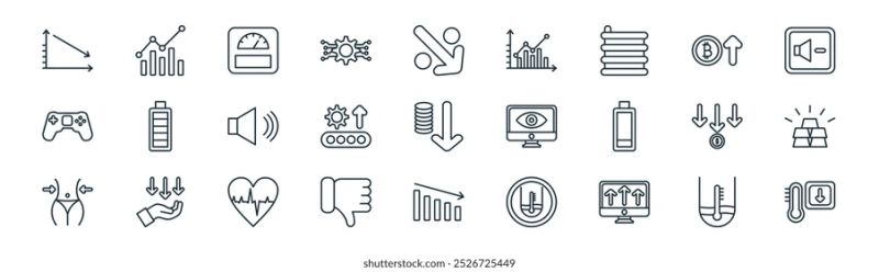 Increase Decrease Linear Style Icons Set Stock Vector Royalty Free 2379909757 Shutterstock - Beautiful Retina Light Images | Free Download