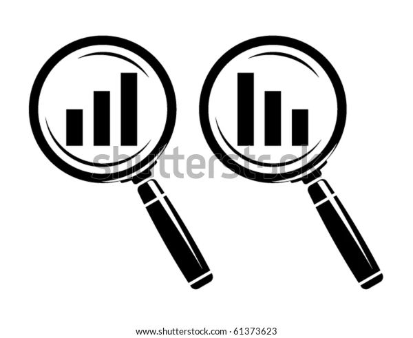 Monochromatic Increase Decrease Magnifiers Icons Isolated Over White - Minimal Illustration Collection - Ultra HD Quality
