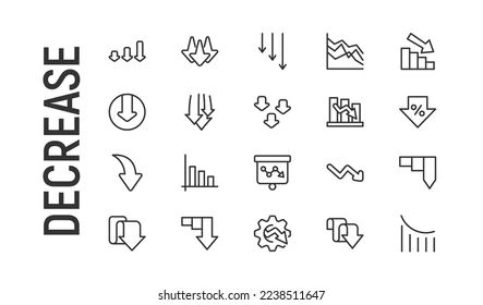 Decrease Thin Line Icon Reduction And Analytics Stock Vector Illustration Of Bankrupt Button - Retina Colorful Arts for Desktop