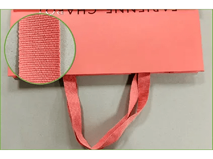 Flat ribbing cotton ribbon handle featuring soft texture and sturdy construction, ideal for premium paper bags.