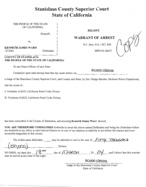 Arrest warrant california form
