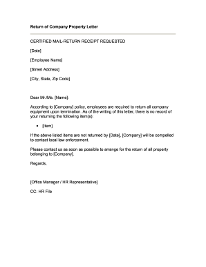 Enclosed is/are brief description of item or items being returned, which i purchased from you on date purchased. Sample Letter For Handover Of Company Property To Employer Fill Out And Sign Printable Pdf Template Signnow
