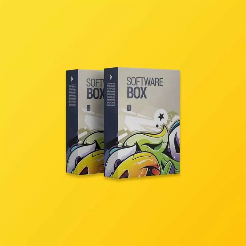 Custom Portable Software Boxes Silver Edge Packaging - High Quality Dark Illustration - Ultra HD