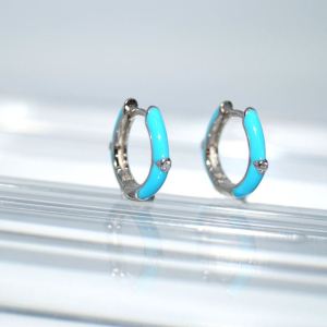 SL00518þBOUCLE MINI CREOLE FLUO ENAMEL BLEU