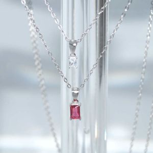 SX01047þCOLLIER DOUBLE CHAINE BRILLANT BAGUETT