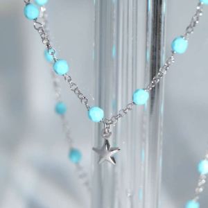 SX01052þCOLLIER ETOILE CHAINE TURQUOISE