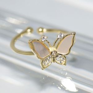 SL00900þBAGUE PAPILLON NACRE DORE