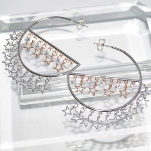 RI01169þBOUCLE CREOLE CHARMS ETOILE BICOLORE