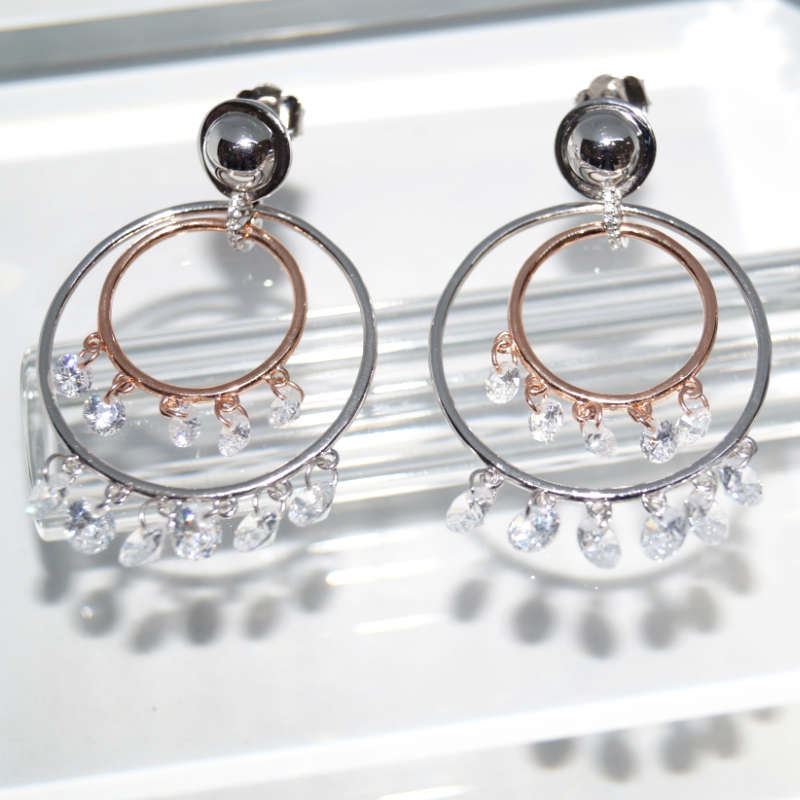 RI01193þBOUCLE DUO CERLCE BICOL CHARMS BRILLANT