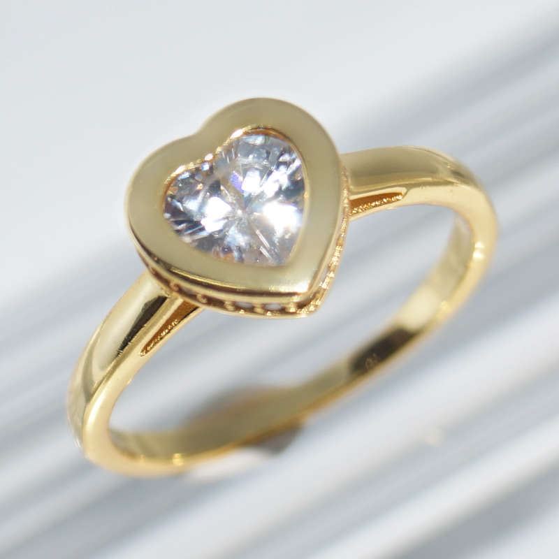 RI00956þBAGUE SOLITAIRE COEUR ALTO DORE