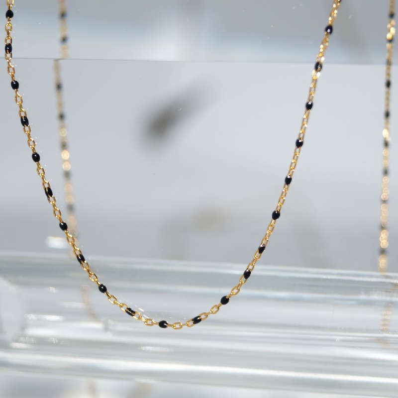 RI01058þSAUTOIR ROSARIO NOIR DORE