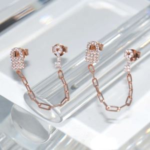 RI01138þBOUCLE CLE CADENA 2TROU ROSE